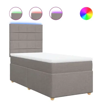 vidaXL Box spring postelja z vzmetnico taupe 100x200 cm blago