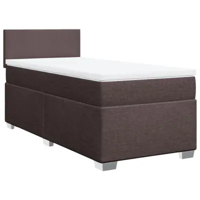 vidaXL Box spring postelja z vzmetnico temno rjav 90x190 cm blago