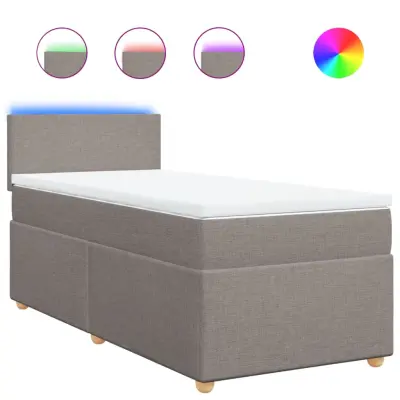 vidaXL Box spring postelja z vzmetnico taupe 90x200 cm blago