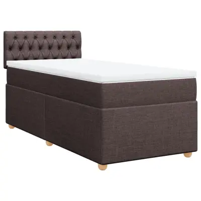 vidaXL Box spring postelja z vzmetnico temno rjava 100x200 cm blago