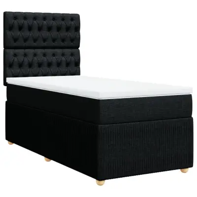 vidaXL Box spring postelja z vzmetnico črn 90x190 cm blago