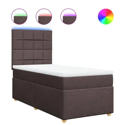 vidaXL Box spring postelja z vzmetnico temno rjav 90x190 cm blago