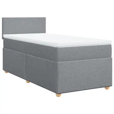 vidaXL Box spring postelja z vzmetnico svetlo siva 90x190 cm blago
