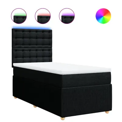 vidaXL Box spring postelja z vzmetnico črn 90x190 cm blago