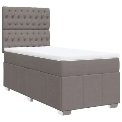 vidaXL Box spring postelja z vzmetnico taupe 90x200 cm blago