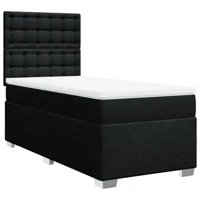vidaXL Box spring postelja z vzmetnico črna 90x200 cm blago