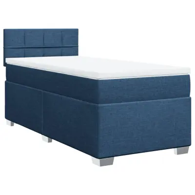 vidaXL Box spring postelja z vzmetnico modra 100x200 cm blago