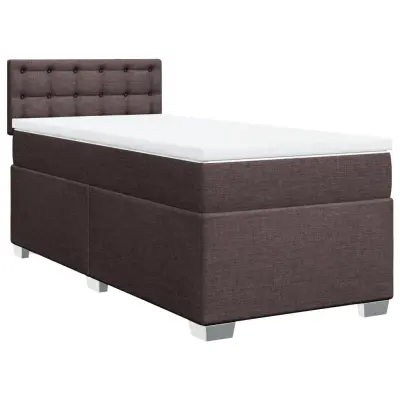 vidaXL Box spring postelja z vzmetnico temno rjava 90x200 cm blago