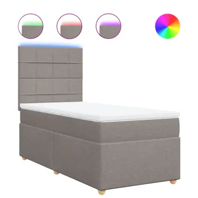 vidaXL Box spring postelja z vzmetnico taupe 90x190 cm blago