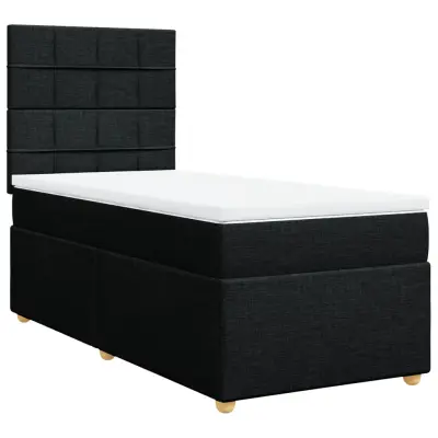 vidaXL Box spring postelja z vzmetnico črna 100x200 cm blago