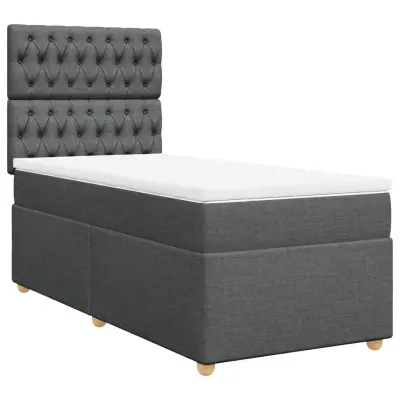 vidaXL Box spring postelja z vzmetnico temno siva 90x200 cm blago