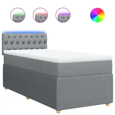 vidaXL Box spring postelja z vzmetnico svetlo siva 90x190 cm blago