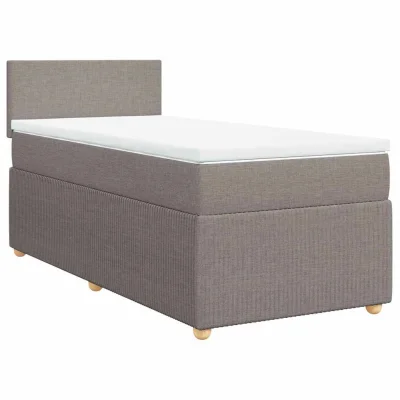 vidaXL Box spring postelja z vzmetnico taupe 90x190 cm blago