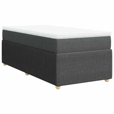 vidaXL Box spring postelja z vzmetnico temno siva 90x190 cm blago