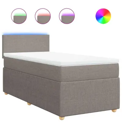 vidaXL Box spring postelja z vzmetnico taupe 100x200 cm blago