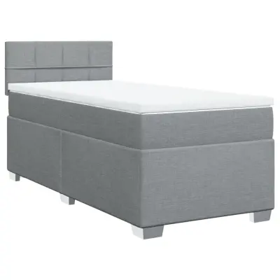 vidaXL Box spring postelja z vzmetnico svetlo siva 90x190 cm blago