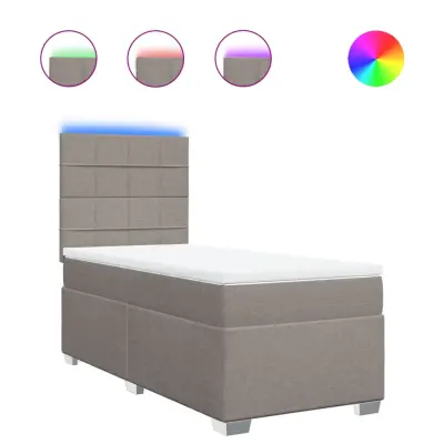 vidaXL Box spring postelja z vzmetnico taupe 90x200 cm blago