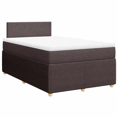 vidaXL Box spring postelja z vzmetnico temno rjav 120x200 cm blago