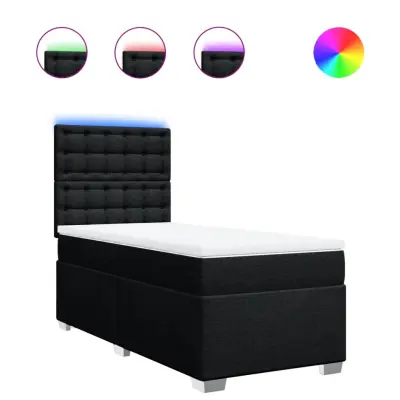 vidaXL Box spring postelja z vzmetnico črna 100x200 cm blago