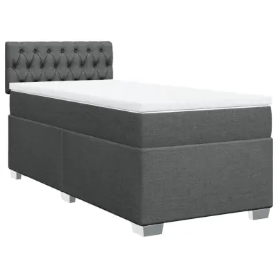 vidaXL Box spring postelja z vzmetnico temno siva 90x200 cm blago