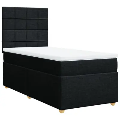 vidaXL Box spring postelja z vzmetnico črna 90x200 cm blago