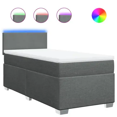 vidaXL Box spring postelja z vzmetnico temno siva 90x200 cm blago