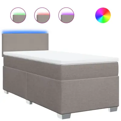 vidaXL Box spring postelja z vzmetnico taupe 90x200 cm blago