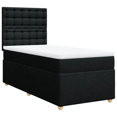 vidaXL Box spring postelja z vzmetnico črn 90x190 cm blago