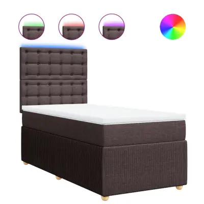 vidaXL Box spring postelja z vzmetnico temno rjav 90x190 cm blago