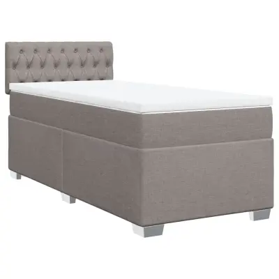 vidaXL Box spring postelja z vzmetnico taupe 90x200 cm blago