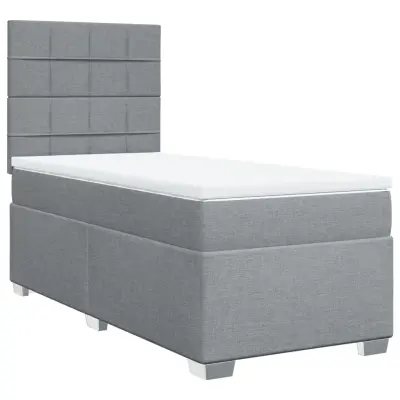 vidaXL Box spring postelja z vzmetnico svetlo siva 90x190 cm blago