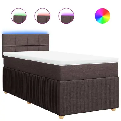 vidaXL Box spring postelja z vzmetnico temno rjava 100x200 cm blago