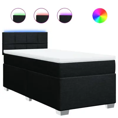 vidaXL Box spring postelja z vzmetnico črna 90x200 cm blago