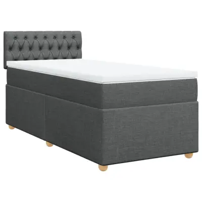 vidaXL Box spring postelja z vzmetnico temno siva 100x200 cm blago