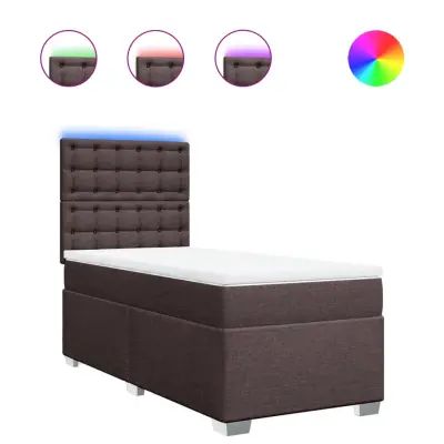 vidaXL Box spring postelja z vzmetnico temno rjav 90x190 cm blago