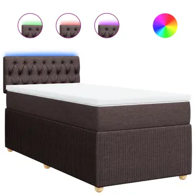 vidaXL Box spring postelja z vzmetnico temno rjava 100x200 cm blago