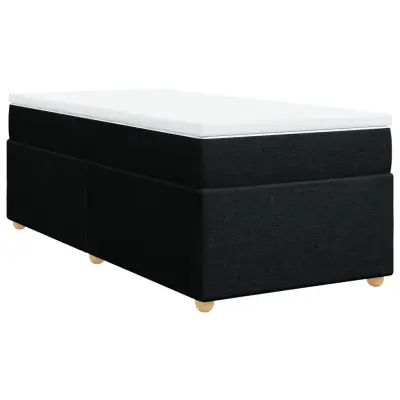 vidaXL Box spring postelja z vzmetnico črna 90x200 cm blago