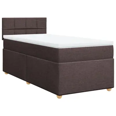 vidaXL Box spring postelja z vzmetnico temno rjava 100x200 cm blago