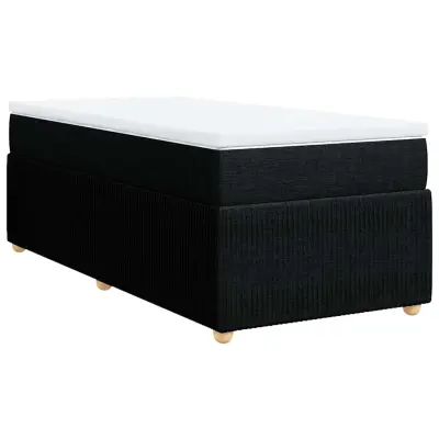 vidaXL Box spring postelja z vzmetnico črna 100x200 cm blago