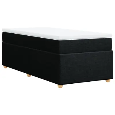 vidaXL Box spring postelja z vzmetnico črna 100x200 cm blago