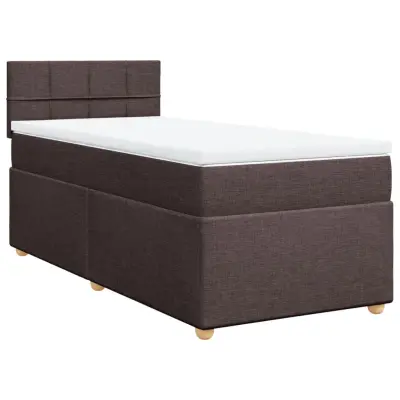 vidaXL Box spring postelja z vzmetnico temno rjava 90x200 cm blago