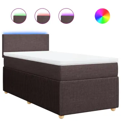 vidaXL Box spring postelja z vzmetnico temno rjava 100x200 cm blago