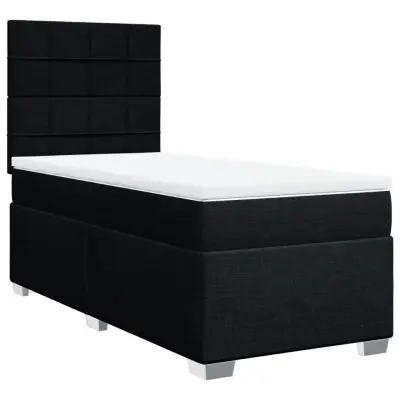 vidaXL Box spring postelja z vzmetnico črna 90x200 cm blago