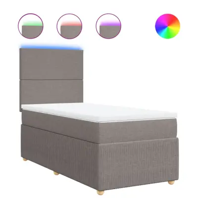 vidaXL Box spring postelja z vzmetnico taupe 90x190 cm blago