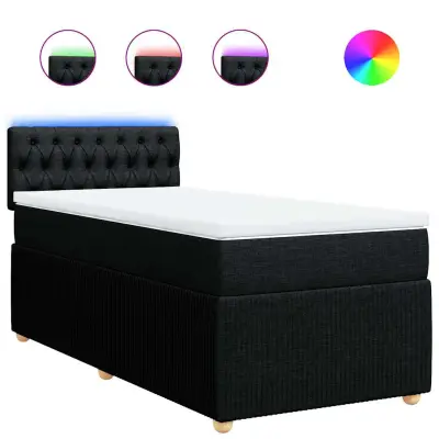 vidaXL Box spring postelja z vzmetnico črna 100x200 cm blago