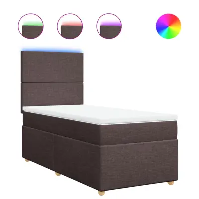 vidaXL Box spring postelja z vzmetnico temno rjava 100x200 cm blago