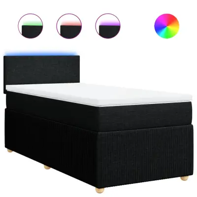 vidaXL Box spring postelja z vzmetnico črn 90x190 cm blago