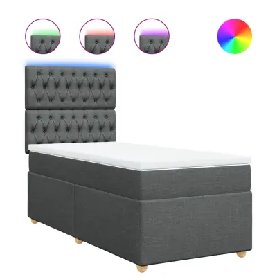 vidaXL Box spring postelja z vzmetnico temno siva 80x200 cm blago