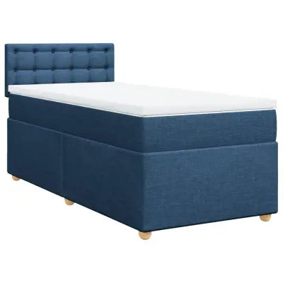 vidaXL Box spring postelja z vzmetnico modra 100x200 cm blago