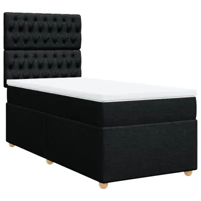 vidaXL Box spring postelja z vzmetnico črna 90x200 cm blago